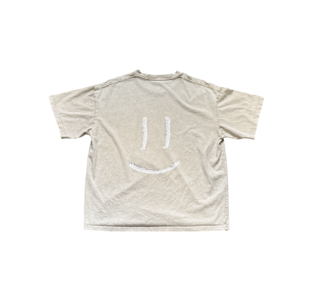 Simply Smile Snow Washed & Loose T-Shirt (Apricot)